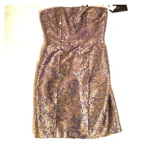 Reposh Strapless gold and purple floral dress